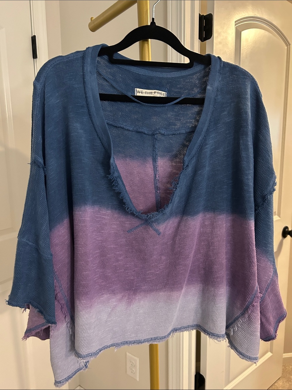 We The Free After Midnight Washer Tee Blue & Purple Ombre Raw-Edge